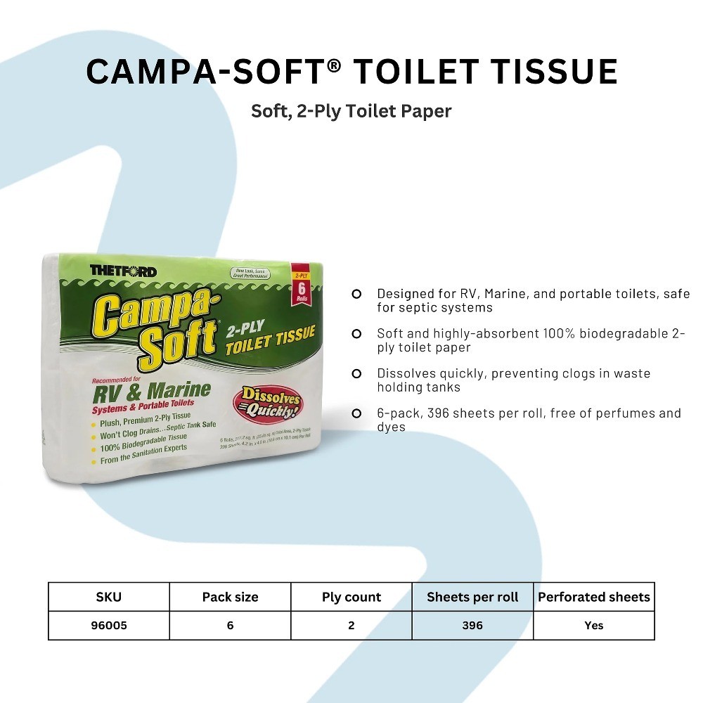 RV Marine Toilet Paper Septic Safe Biodegradable 6 Rolls 2 Pack