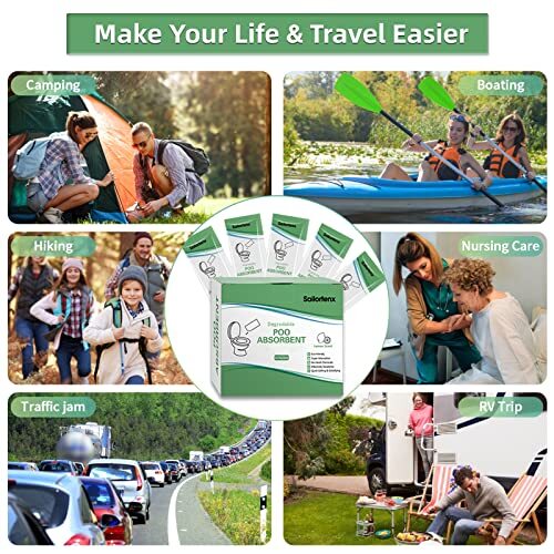 15 Pcs Poo Absorbent for Portable Toilet,Camping Toilet Chemicals,Eco Degradable