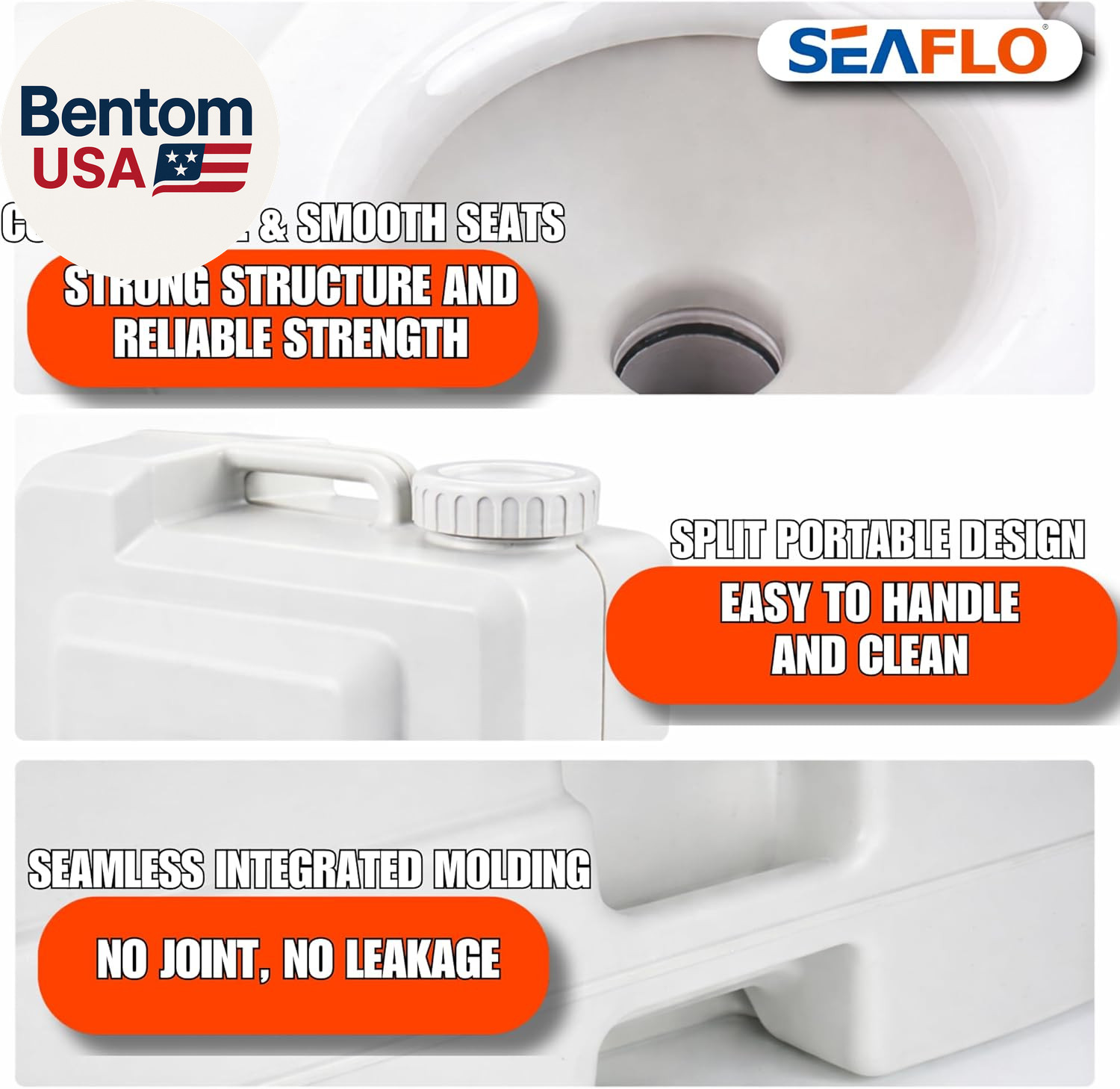 Portable Toilet for Marine, RV, Camping and Boat (2.6 Gallon)