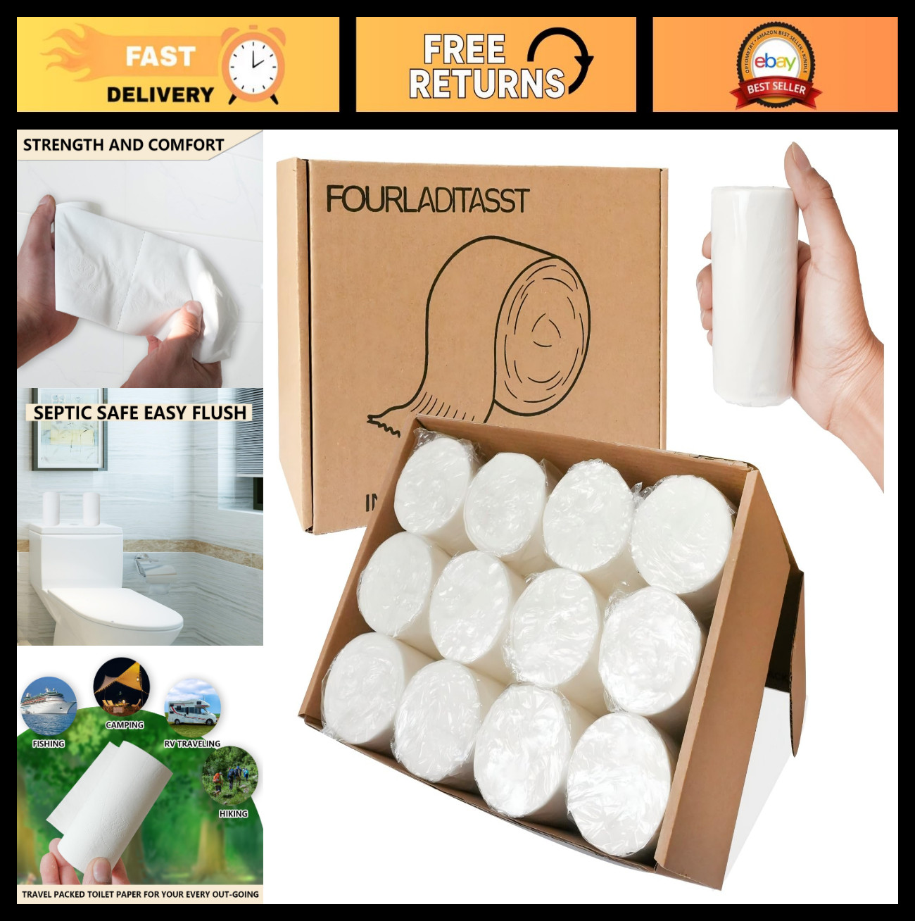 Portable Camping Toilet Paper – Travel Tissue for RV & Outdoors, Compact Pack
