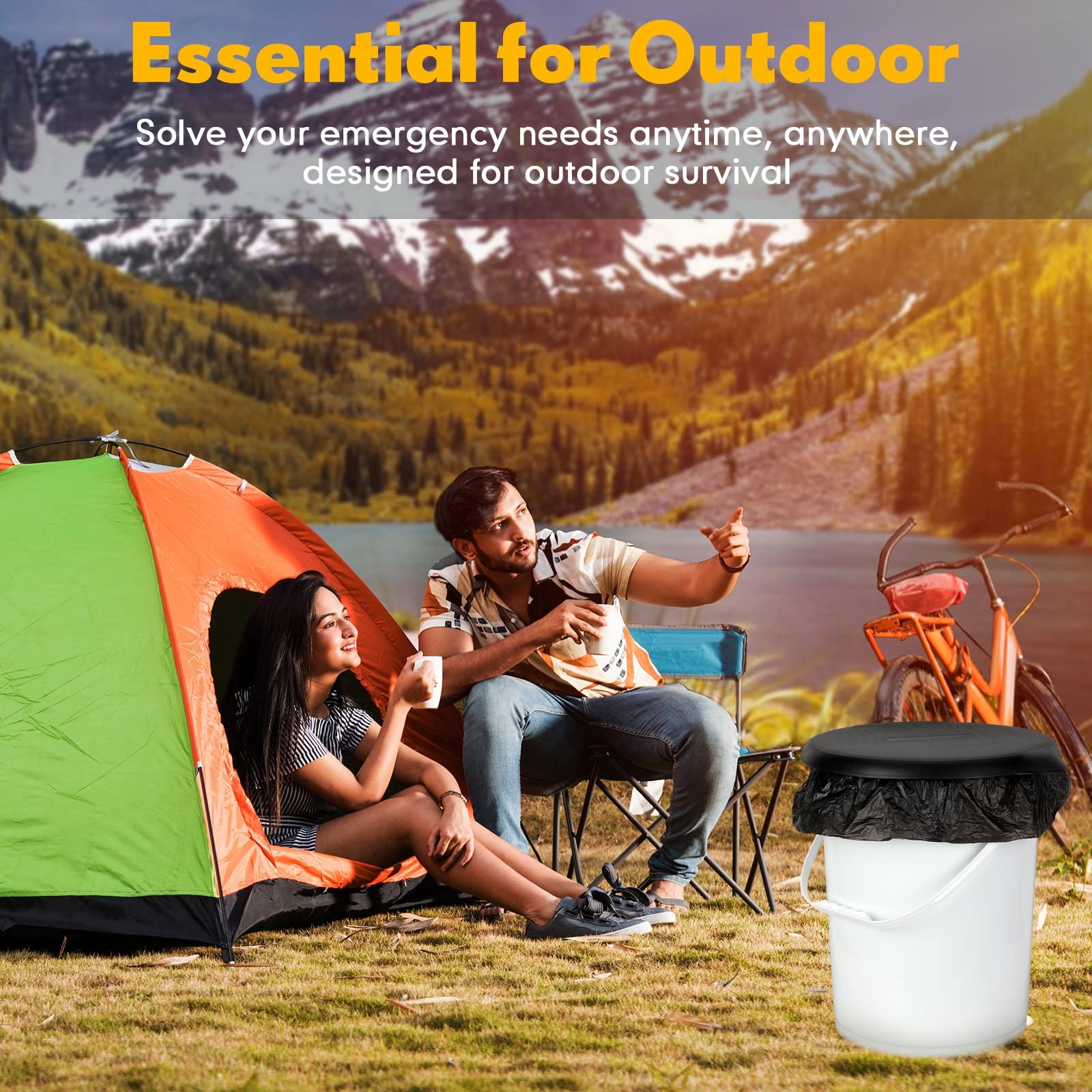 5 Gallon Bucket Toilet Seat with Lid Camping Bucket Toilet Seat, 20 Bags Port…