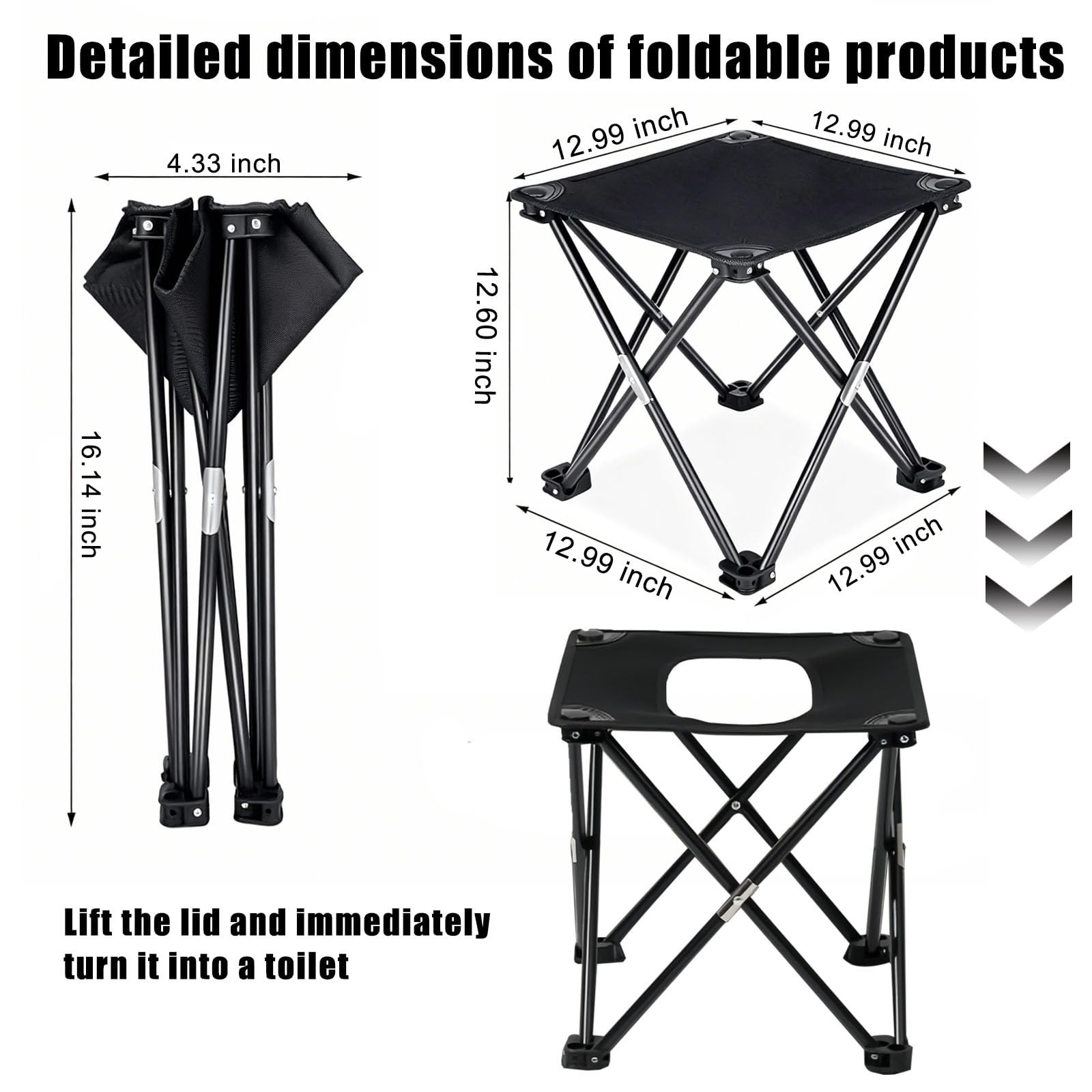 Portable camping toilet for adults, compact folding travel toilet with cover …