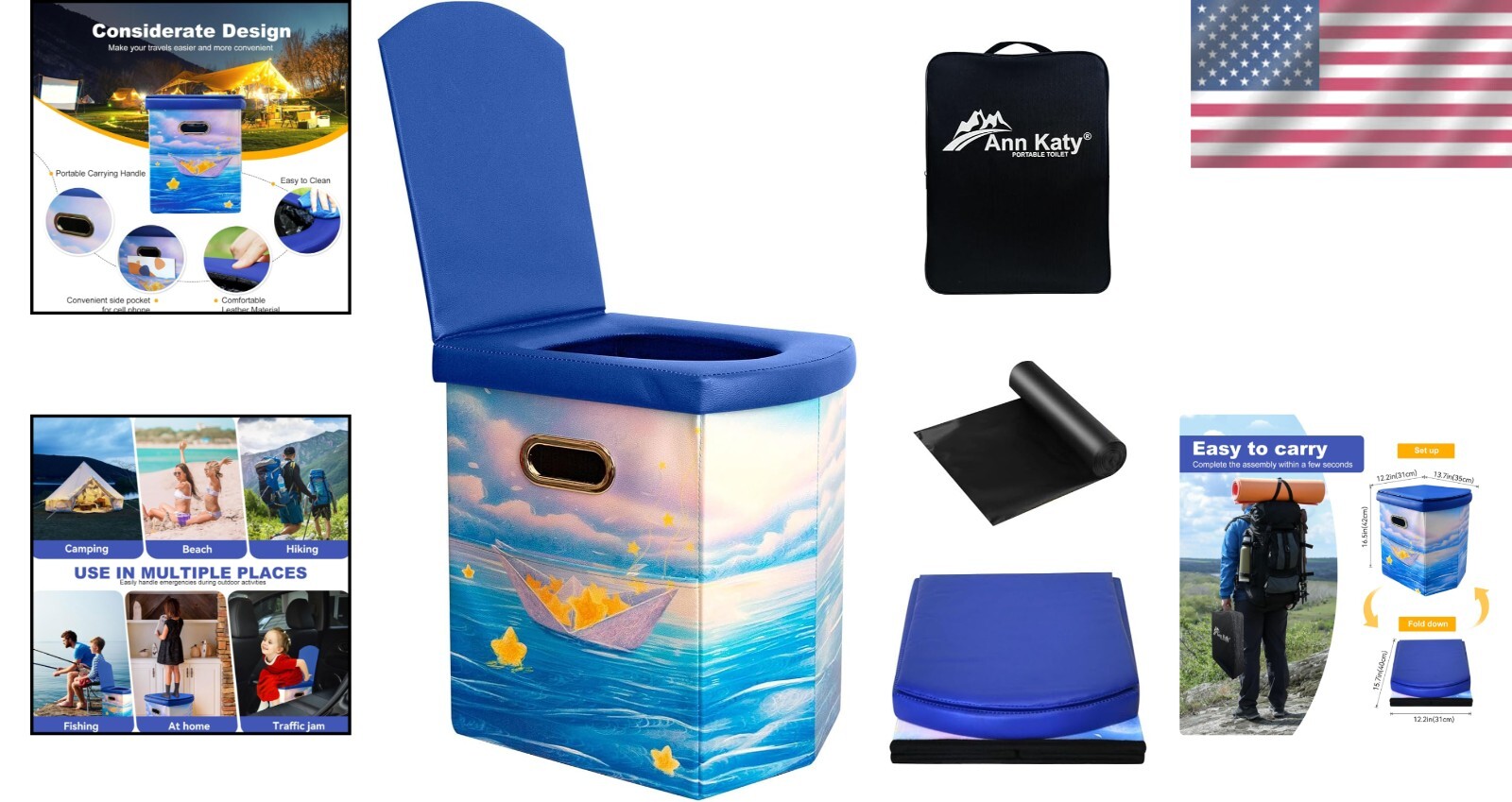 XL Portable Folding Toilet for Adults – Perfect Comfort for Camping & Travel