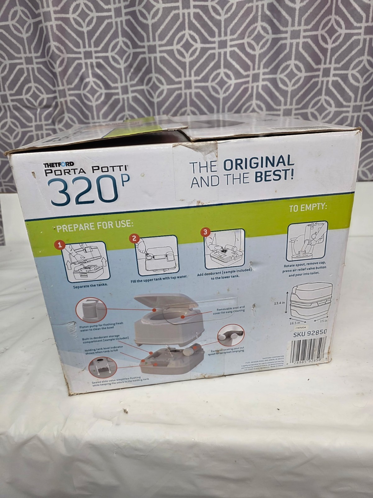THETFORD 92850 PORTA POTTI 320 P Portable Camping Toilet, RV Camper Trailer