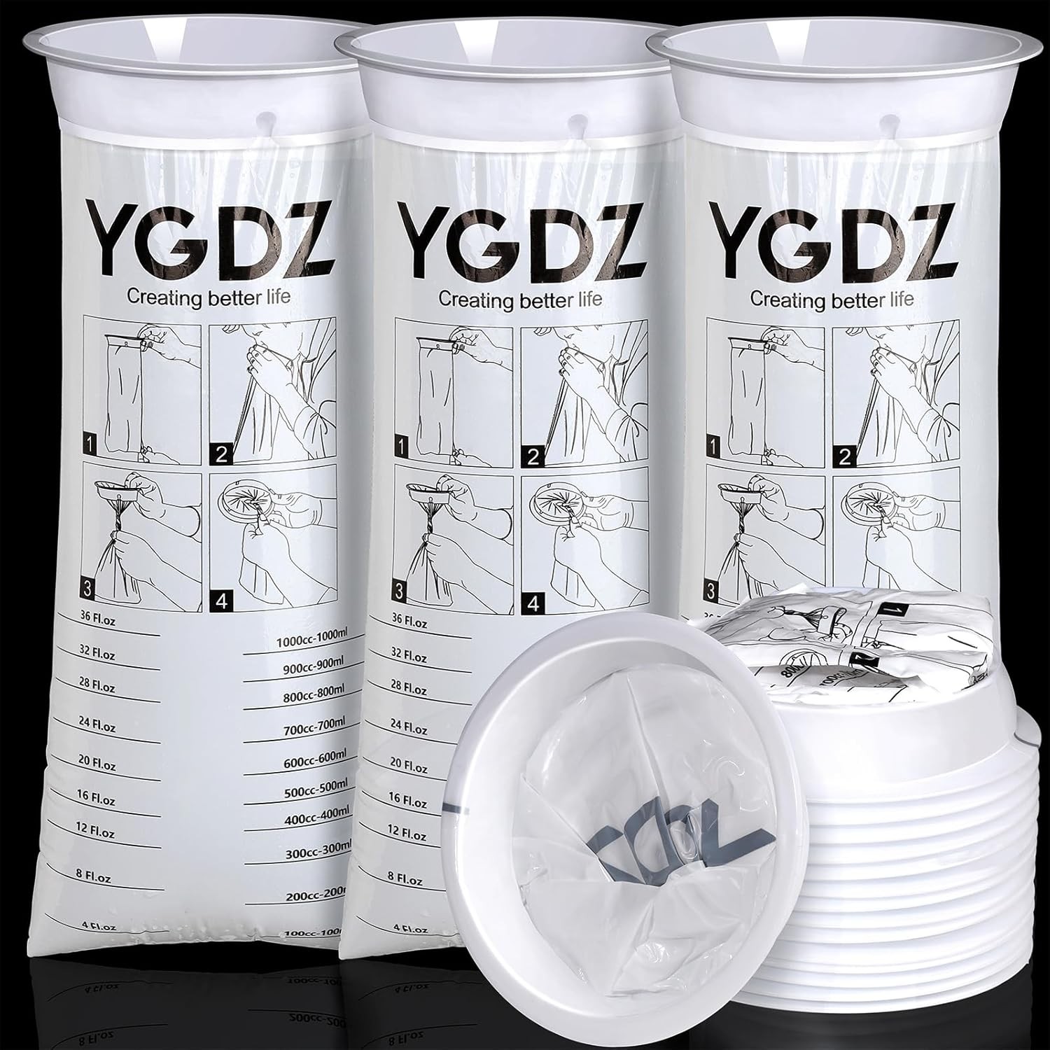 YGDZ Vomit Bags, 15 Pack Vomit Bags Disposable, 1000ml Barf Bags, Leak Resistant