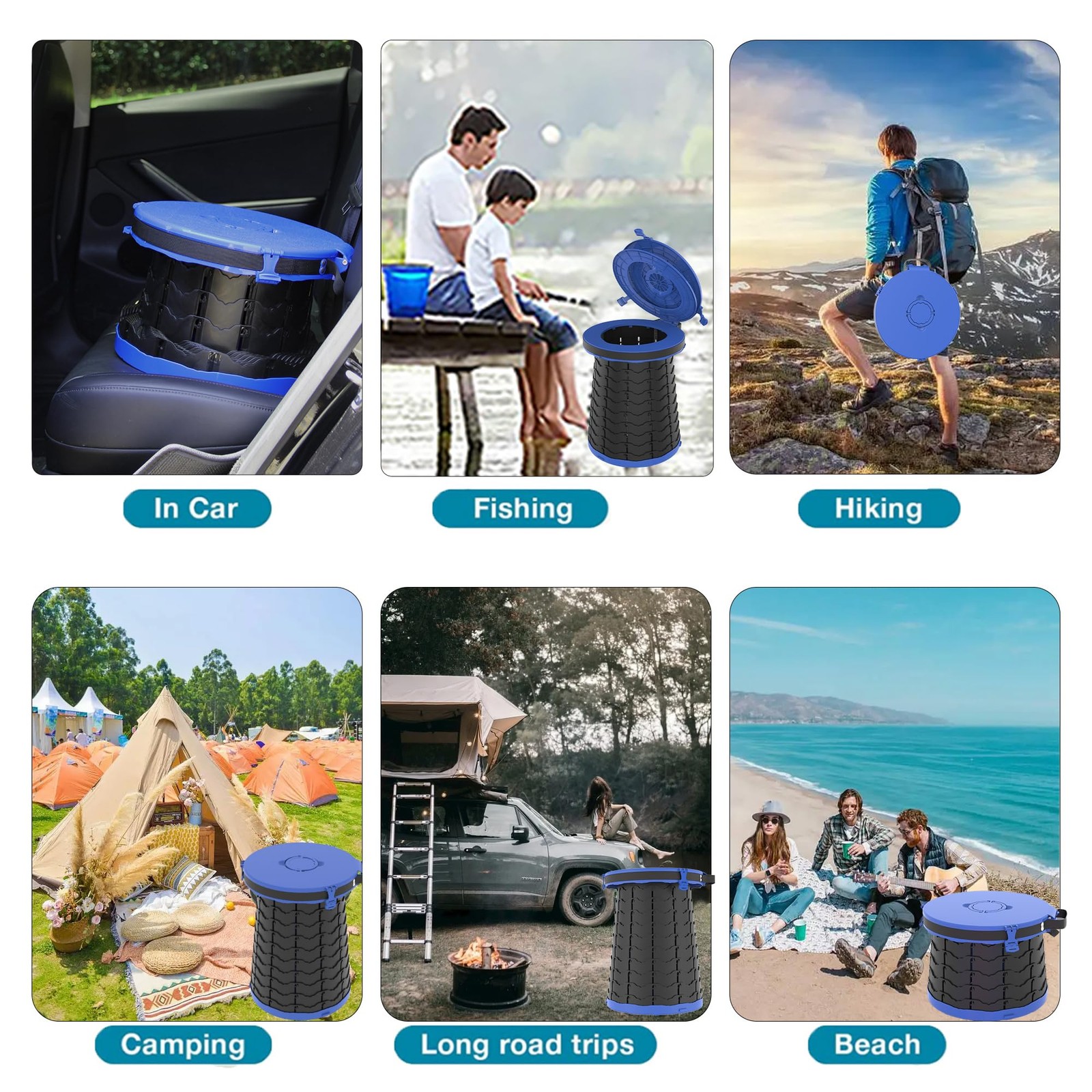 XXL Portable Toilet for Camping,880lbs Capacity,19.7″ H Adjustable Outdoor To…