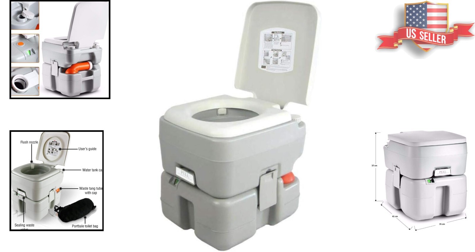 Portable Toilet with Carry Bag – 5.3 Gallon Waste Tank – Indoor/Outdoor Use