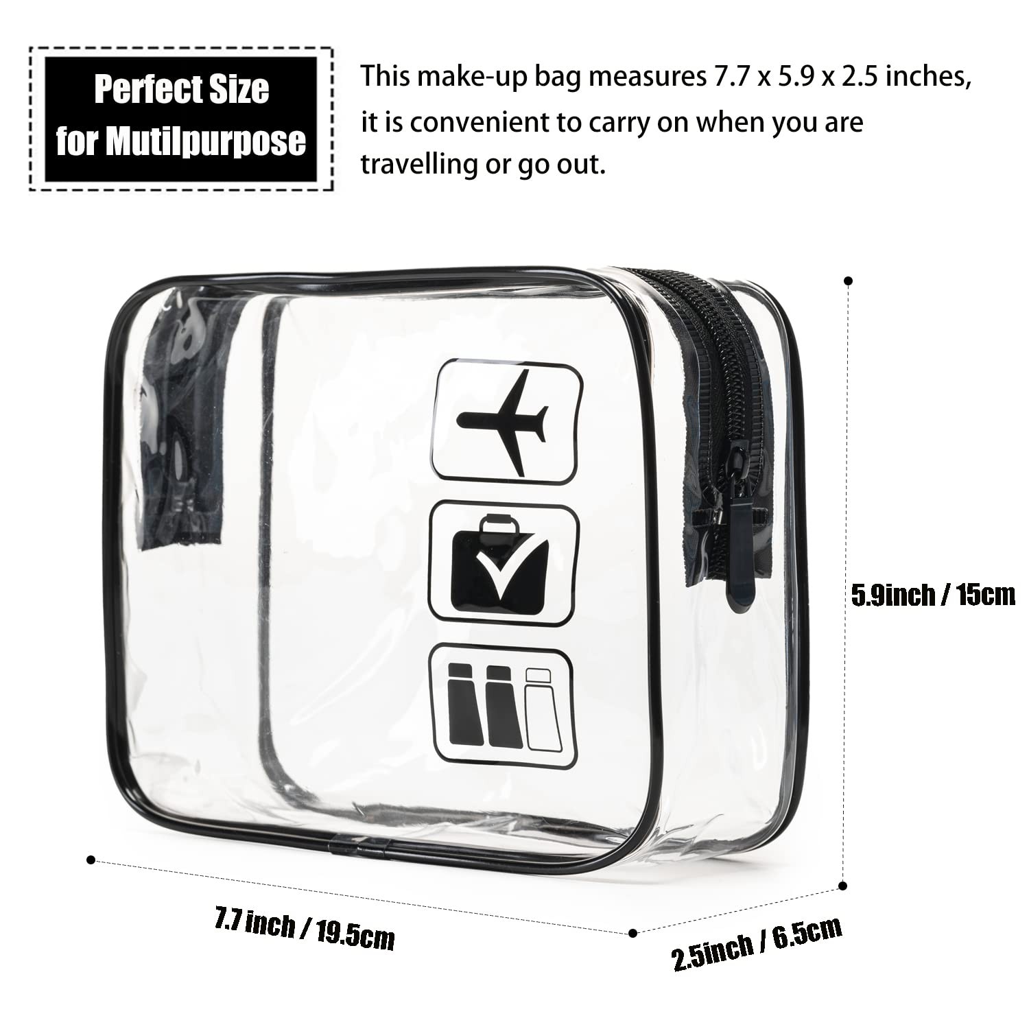 MODENGKONGJIAN TSA Approved Toiletry Bag, 3 Pcs Clear Toiletries Bags Quart Size