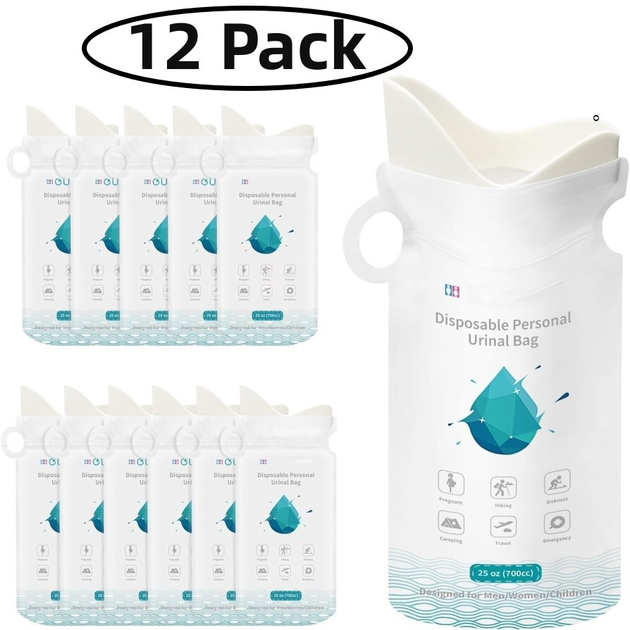 12 Pack White Unisex Disposable Urine Pee Vomit Bags Portable For Traffic Jam