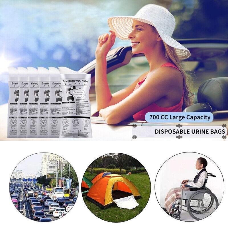 4/12/20 Pack Disposable Urinal Bags Camping Pee Bags Unisex Urine Bag Vomit Bag