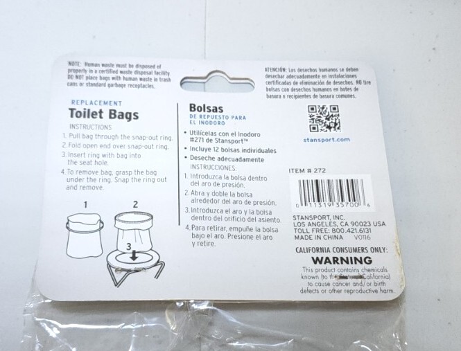 Lot of 12 5 Gallon Toilet Bag / Liners for Portable Toilets Stansport
