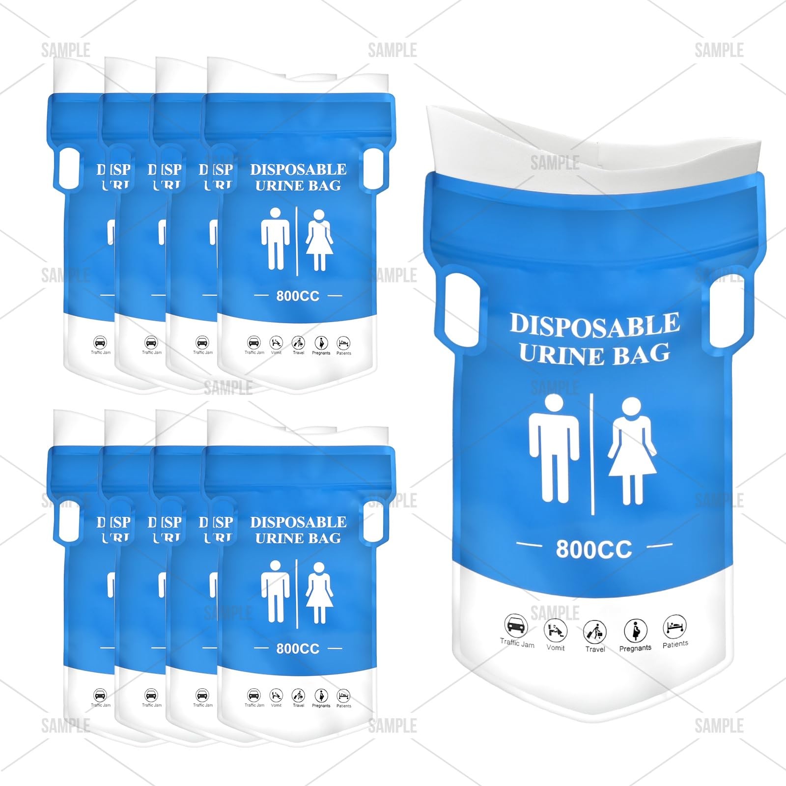 HeuxGir New Wider Disposable Urine Bag 8/12/24，850ML Urine Bags for Travel, E…