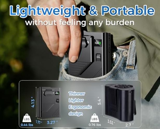 5 in 1 Portable Waist Fan 1-100 Speed Neck fan AI Rechargeable 16H Black