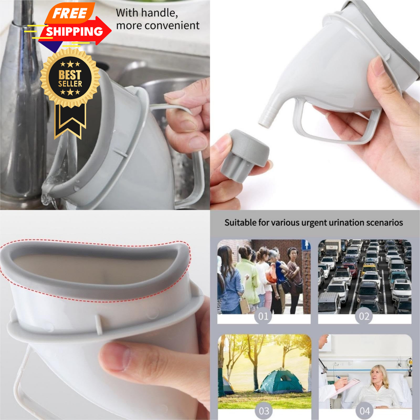 KINTEGOOD Portable Urination Device, Unisex Travel Emergency Large, Gray