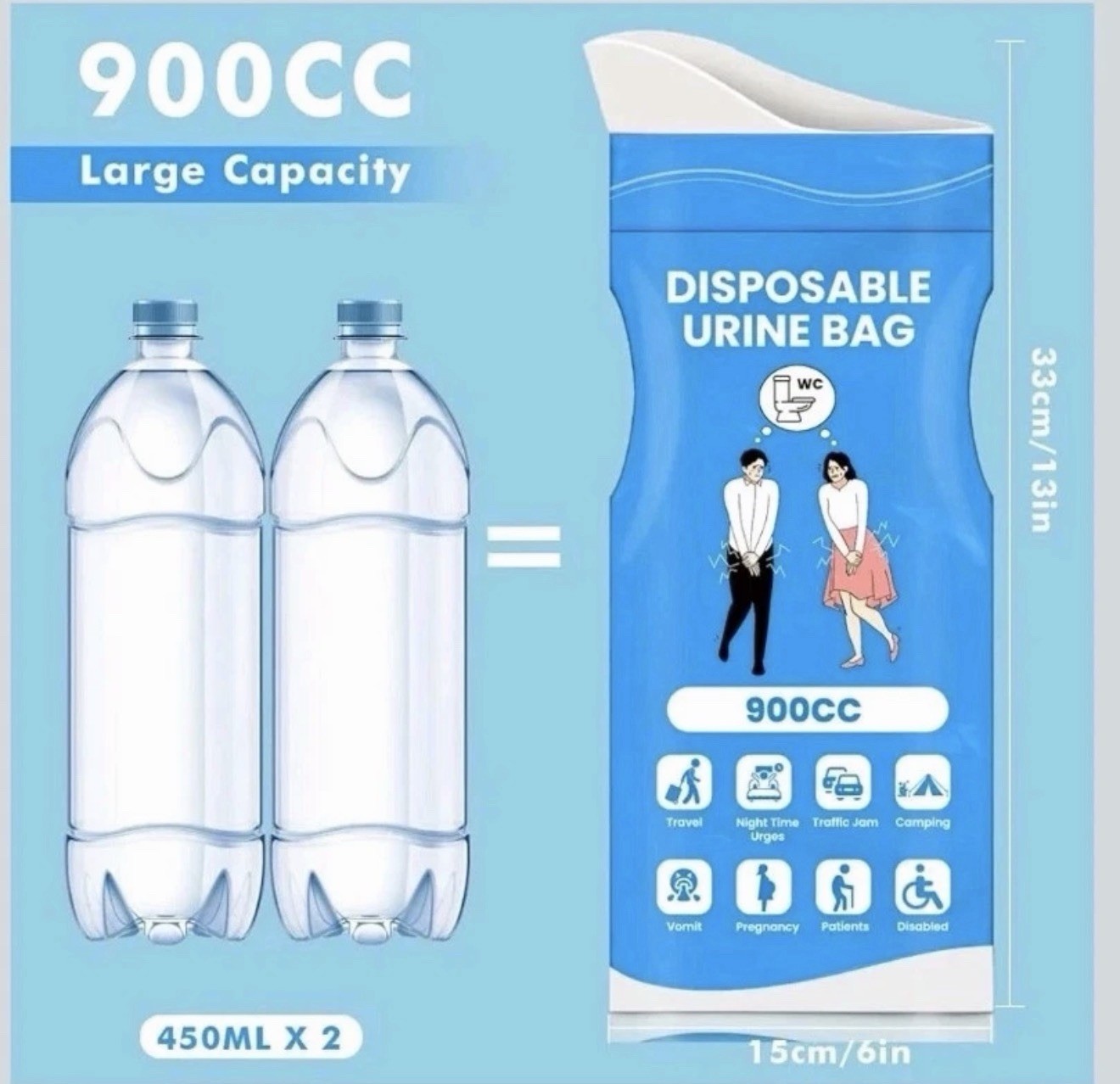 900CC Disposable Urine Bag, 12 PCS Emergency Portable Urinal Bags for Men/Wom…