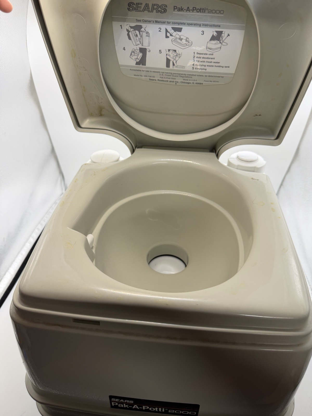 Vintage Sears Pak-A-Potti 2000 Portable Camping RV Boat Toilet Unused USA