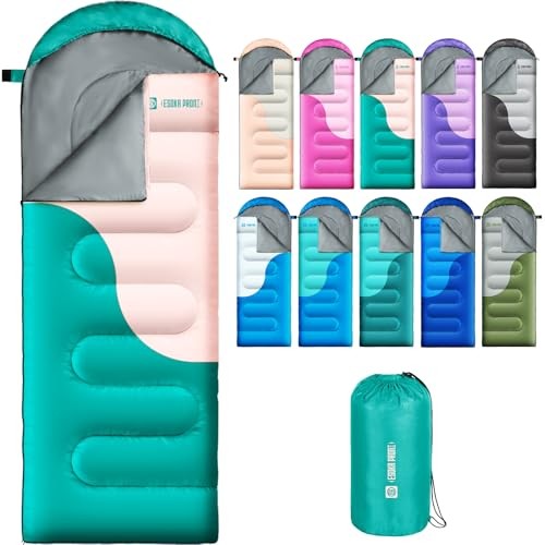 Sleeping Bags for Adults&Kids,Lightweight Waterproof Warm Blue,Green,Pink