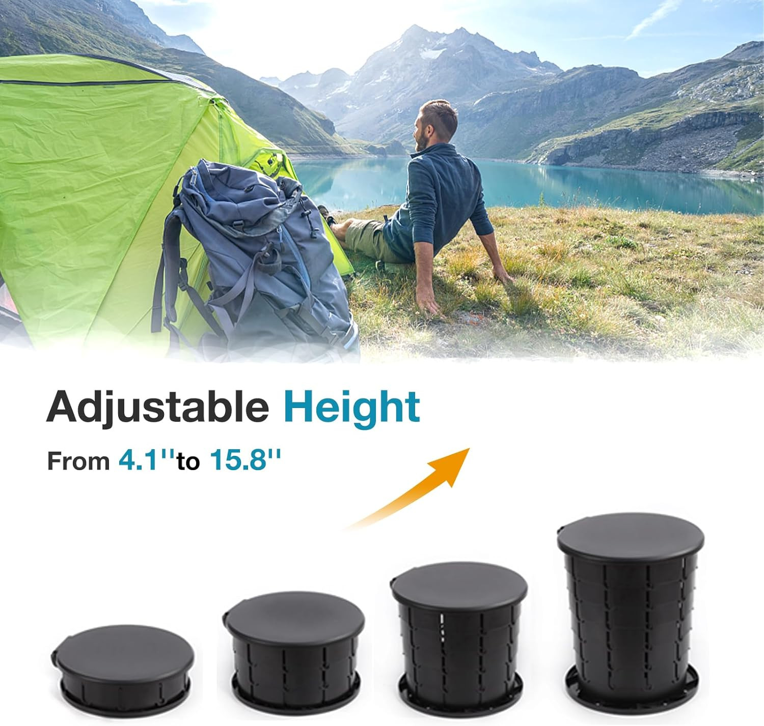 Retratable Portable Toilet 15.8 Inches and Toilet Bags 1 Roll * 20 Bags