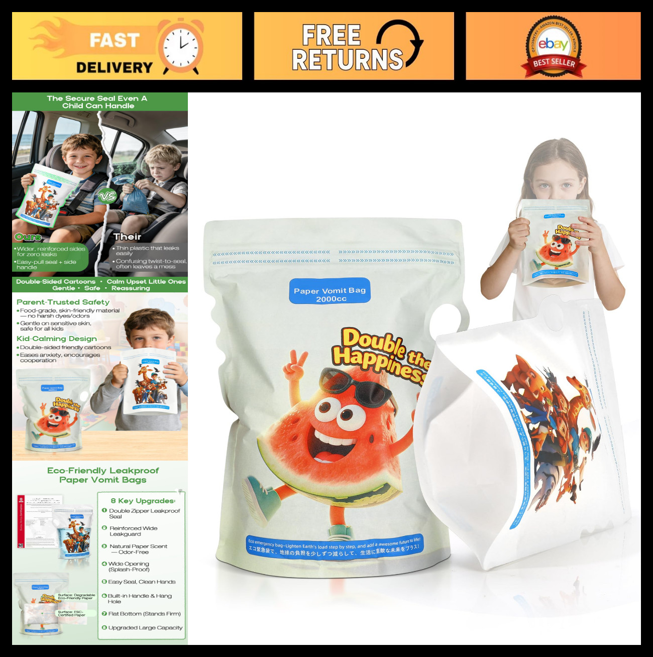 28 Pack Disposable Vomit Bags 2000ml | Leakproof, Waterproof, Travel & Emergency