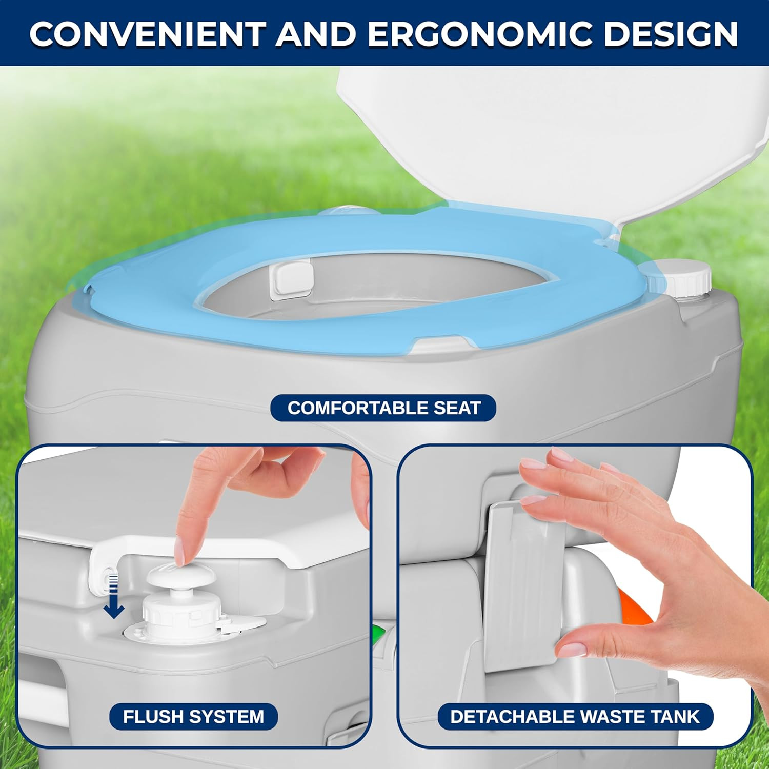 5.8 Gal Portable Camping Toilet for Adults, 120+ Flushes Porta Potty Camp Toilet