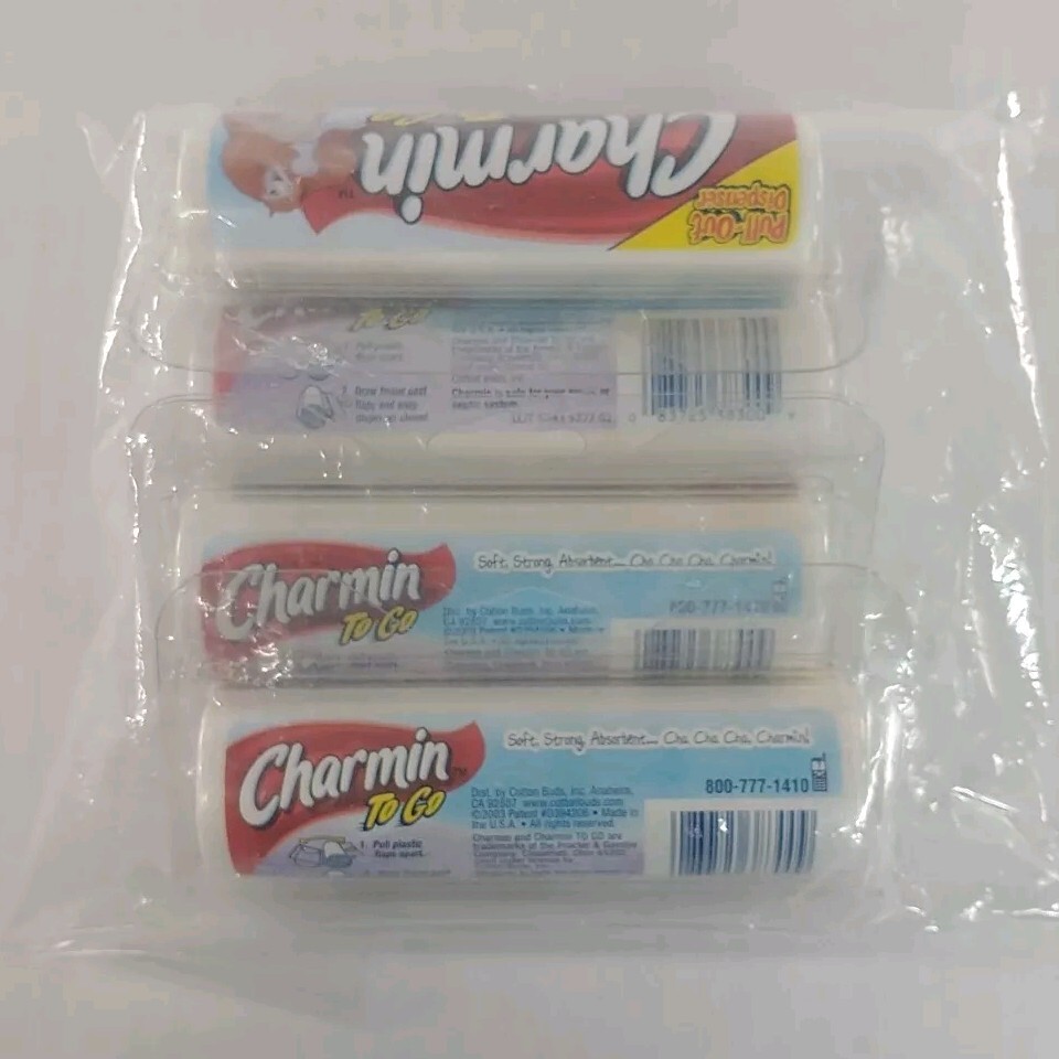 Lot 4 Charmin To Go Toilet Paper 1-Ply Bath Tissue 55 Sheets Pull out Dispenser