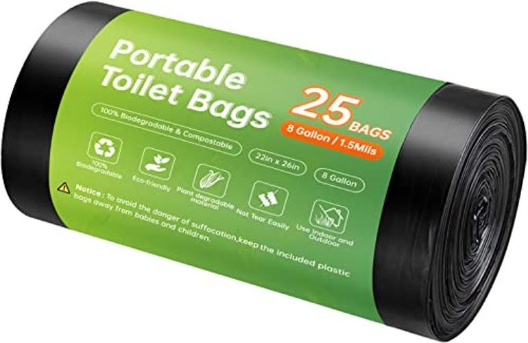 Portable Toilet Replacement Bags, 25 Count 8 Gallon 1.5 Mil Super 25pcs