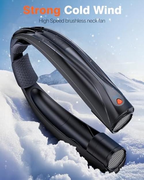 Portable Neck Fan – 6000mAh – 360° Cooling – Rechargeable Black
