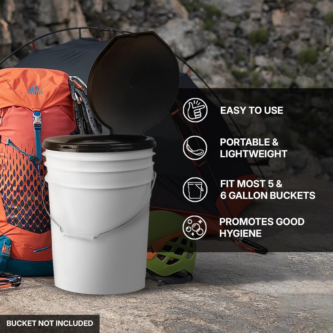 72 HRS Portable Camping Toilet Seat for 5 Gallon Buckets – Outdoor Emergency