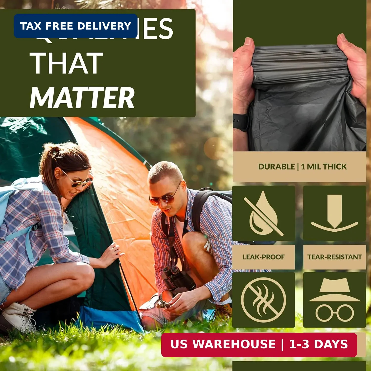 Reli. Compostable Outdoor Toilet Bags 20 Count, 8 Gallon | Camping & Hiking | Tr