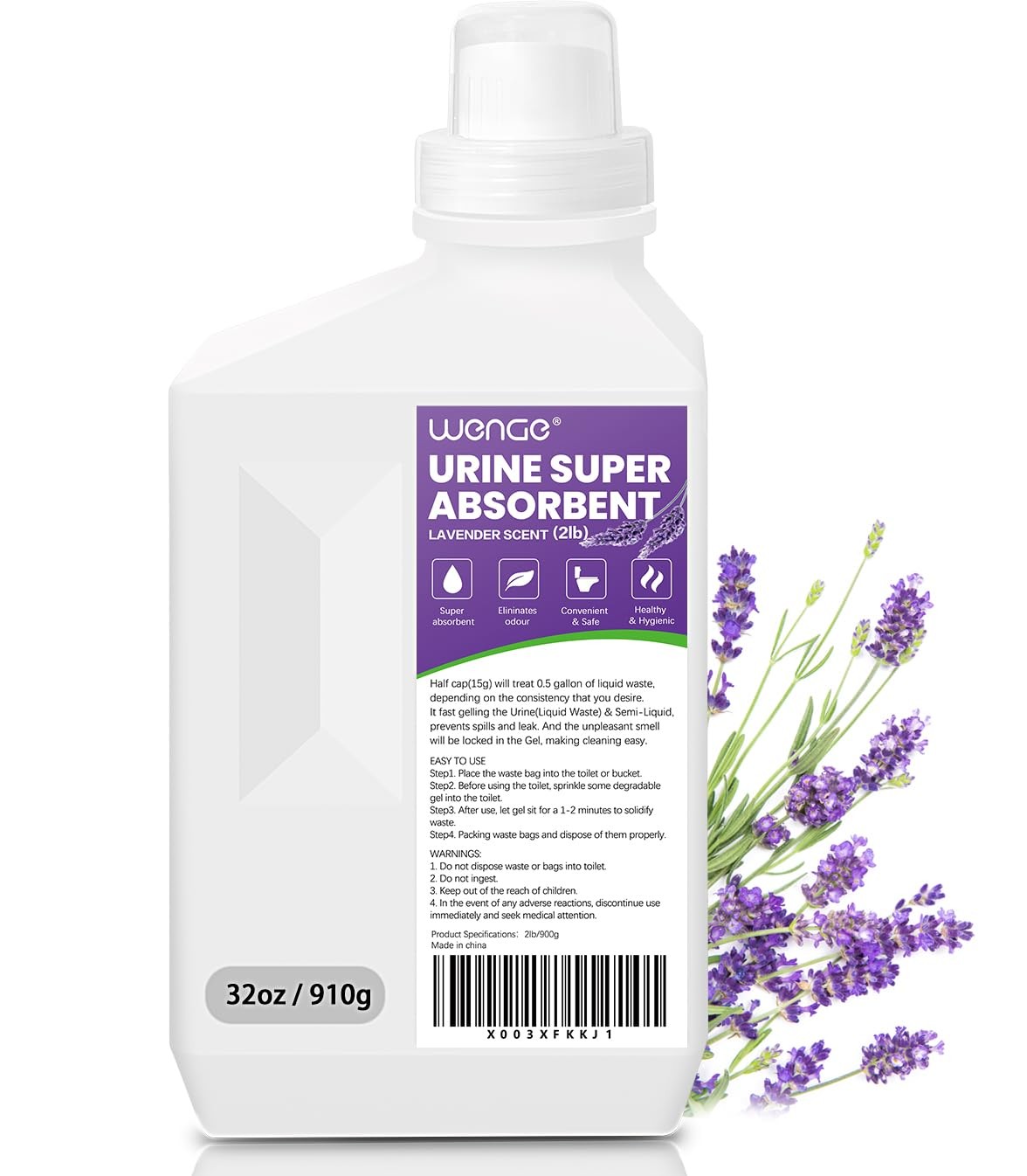 Wenge Urine Super Absorbent, 32.1 Ounce (Pack of 1), Purple Lavender Scent