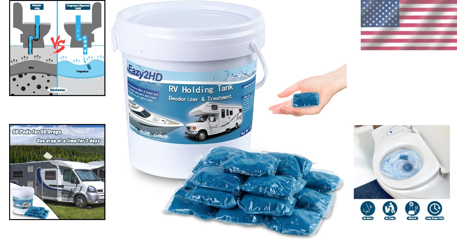 Effective 50 Count RV Toilet Deodorizer – Biodegradable Capsules for All Seasons