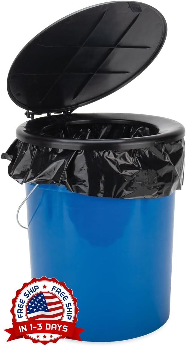 Cubo de inodoro portátil con 3 bolsas para facilitar la limpieza y asa de transp