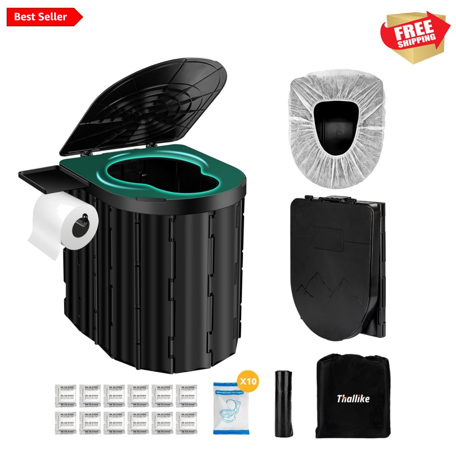 Upgraded Outdoor Portable Toilet – 400 lbs, Hygienic Travel Solution for All