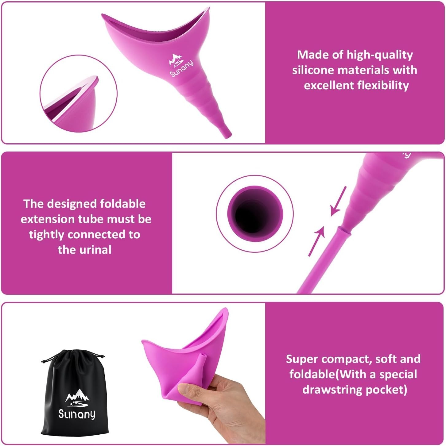 Portable Female Urinal with Silicone Funnel for Travel – Hygienic & Discreet