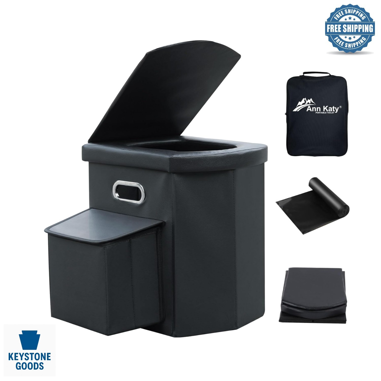 XL Portable Folding Toilet for Adults & Kids – Compact Camping Potty with Lid…
