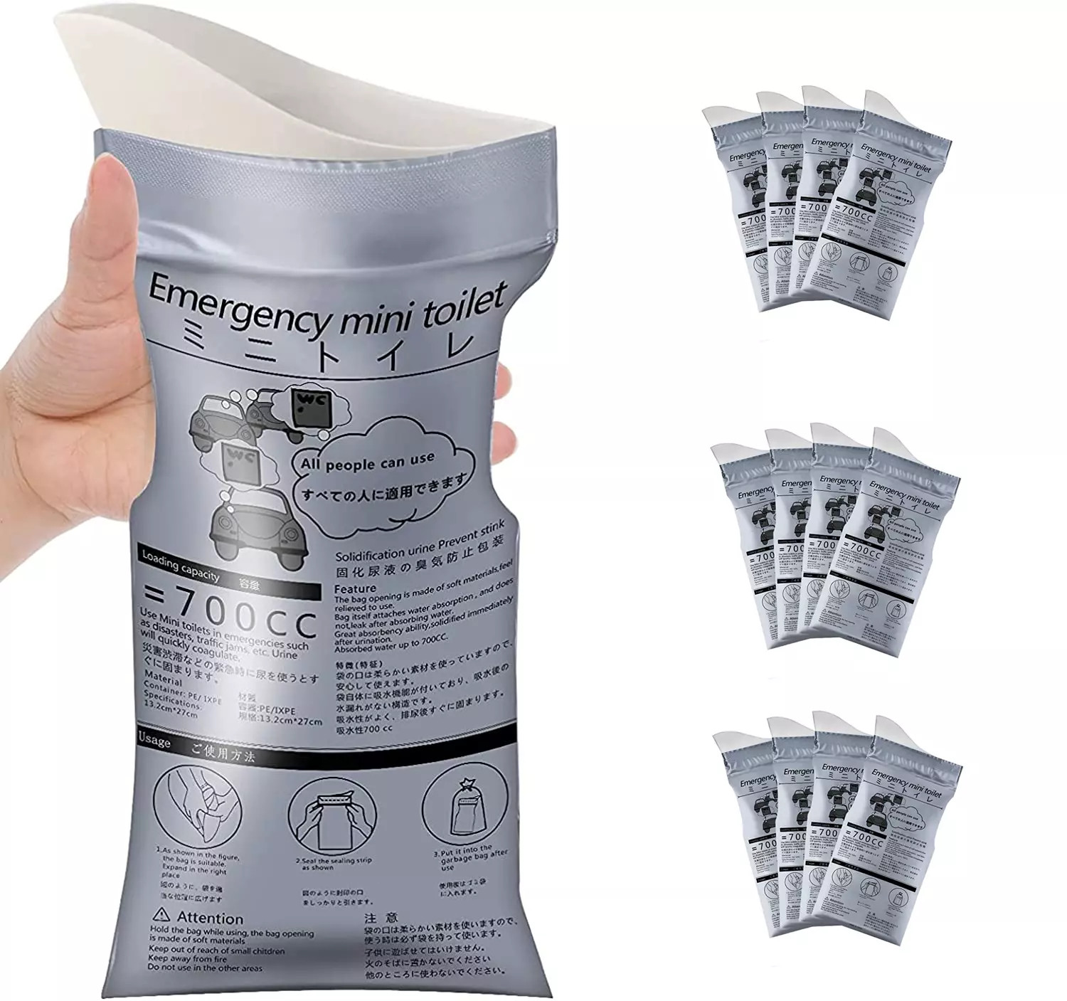 16 Pack Disposable Urinal Bags Camping Pee Bags Unisex Urine Bag Vomit Bag