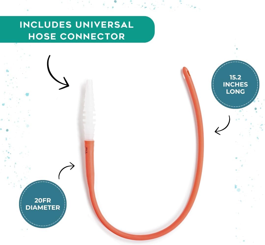 PE Premium Enema Red Latex Catheter 20FR with Flexible Rubber Tubing for Higher