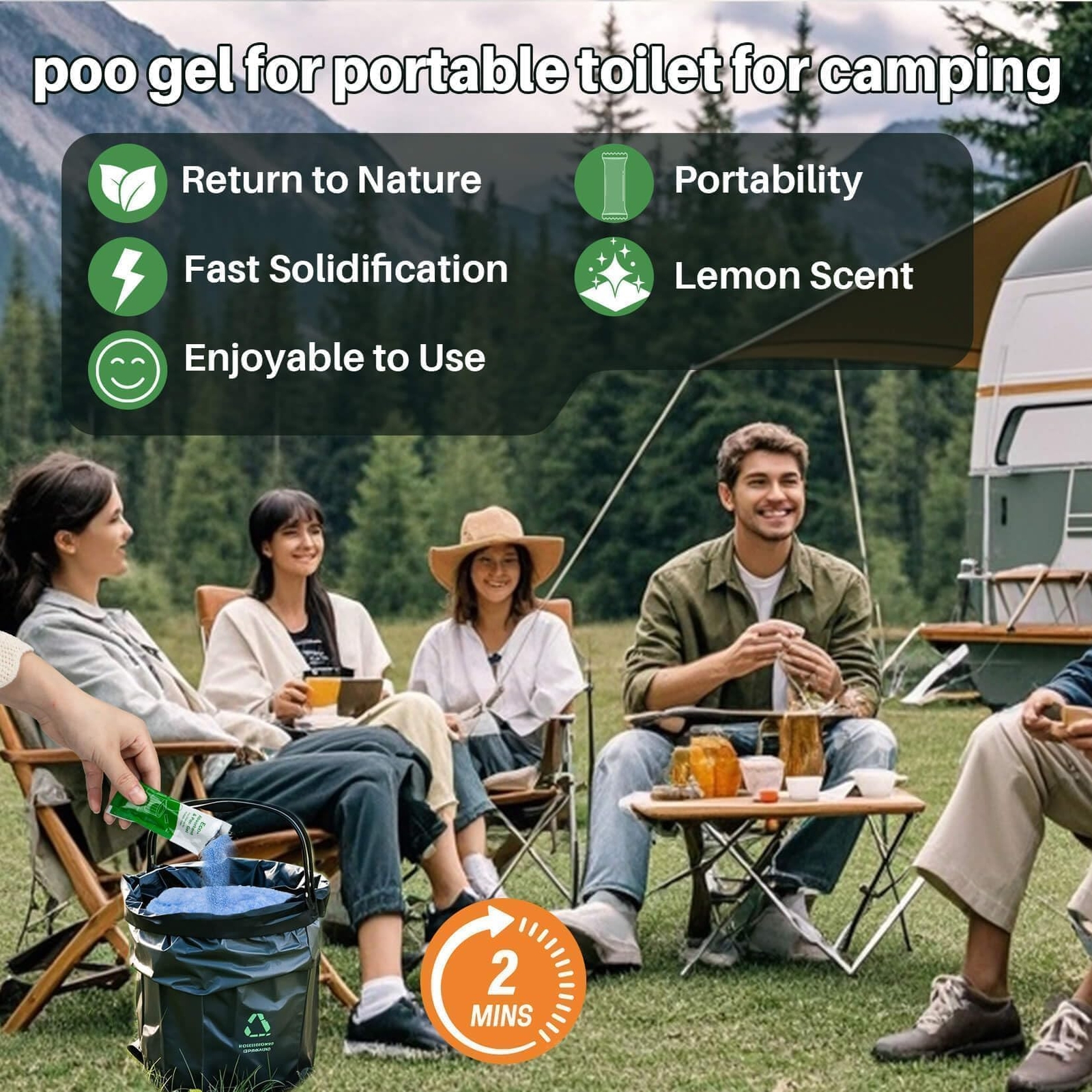 Portable Toilet Gel Toilet Essentials for Outdoor Camping and Hiking 28 Packs