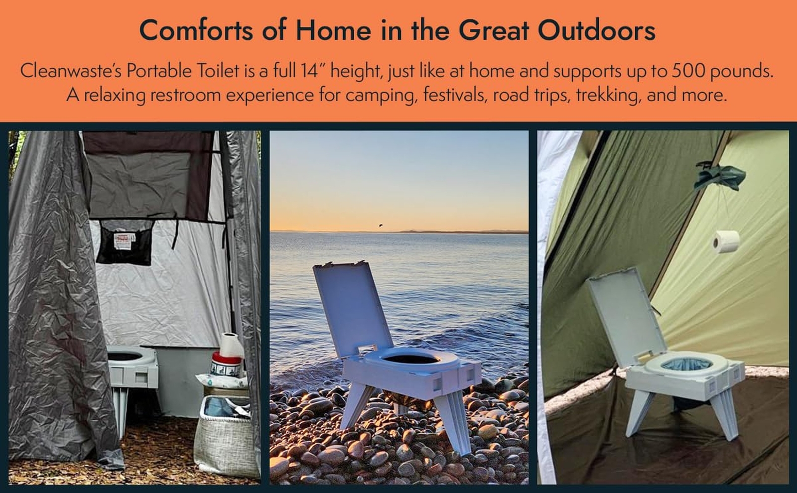 Cleanwaste GO Anywhere Portable Folding Toilet – Plus Bonus Original Wag Bag …