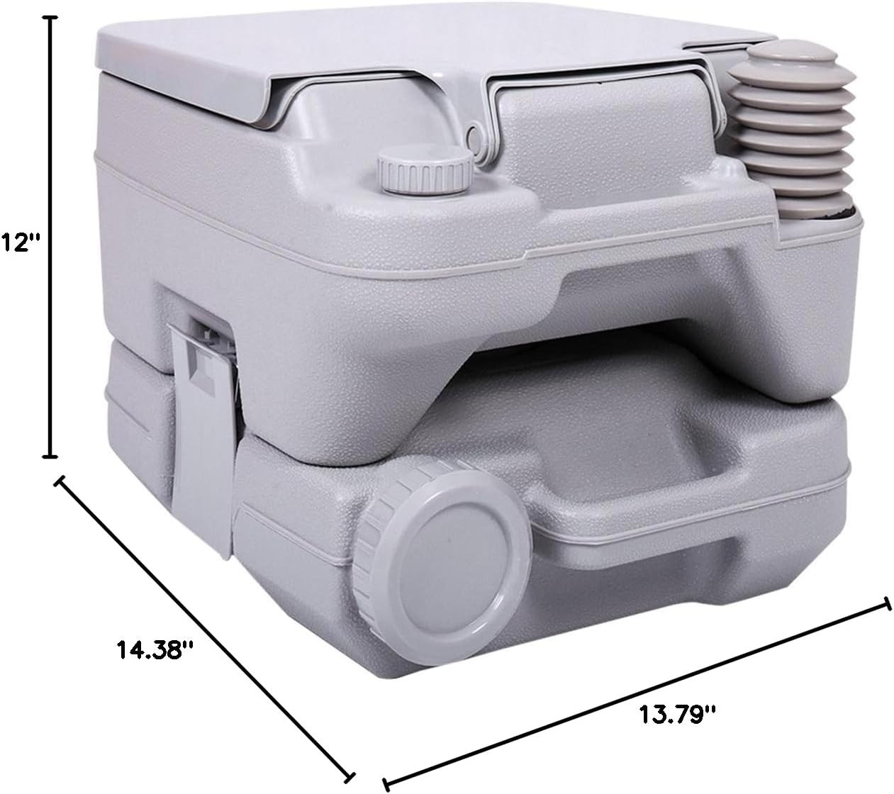 Portable 2.6 Gallon Outdoor Toilet for RV, Camping, Boating – Leak-Proof Grey
