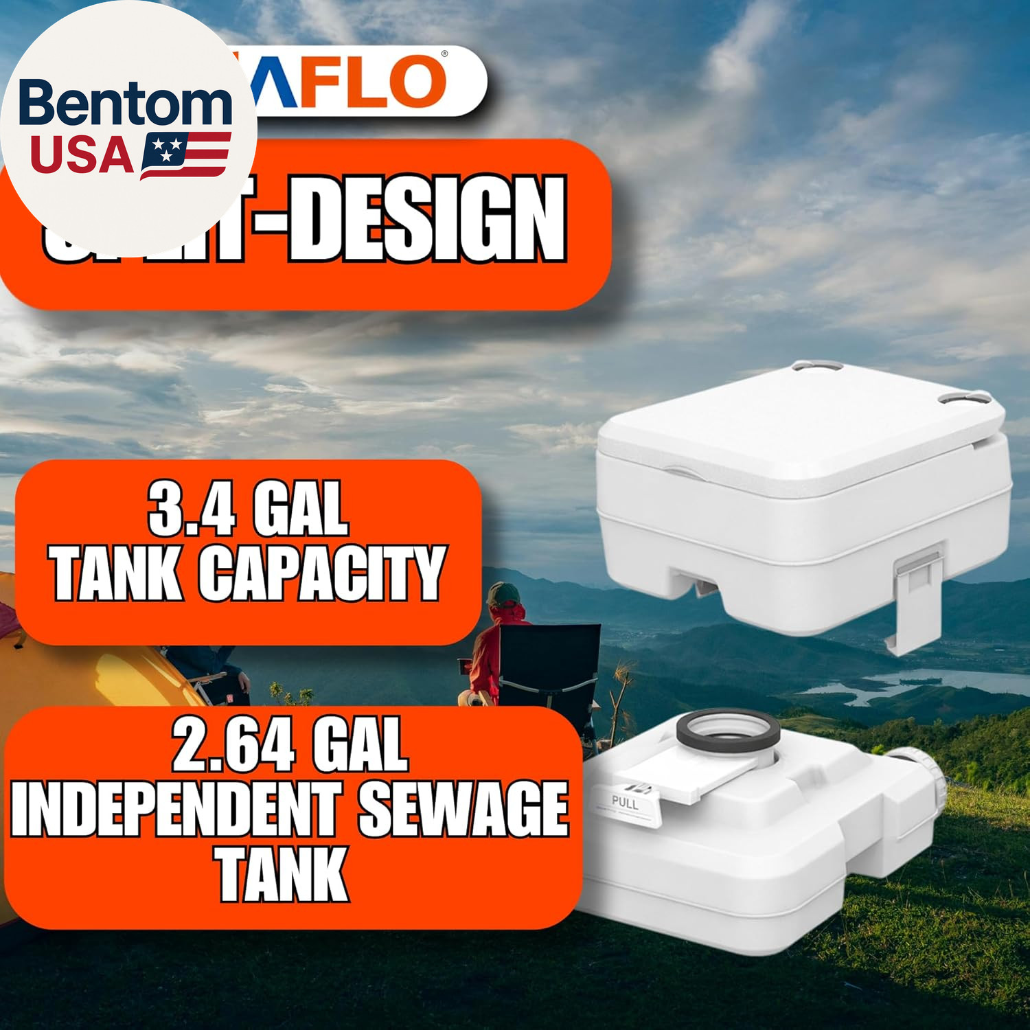 Portable Toilet for Marine, RV, Camping and Boat (2.6 Gallon)
