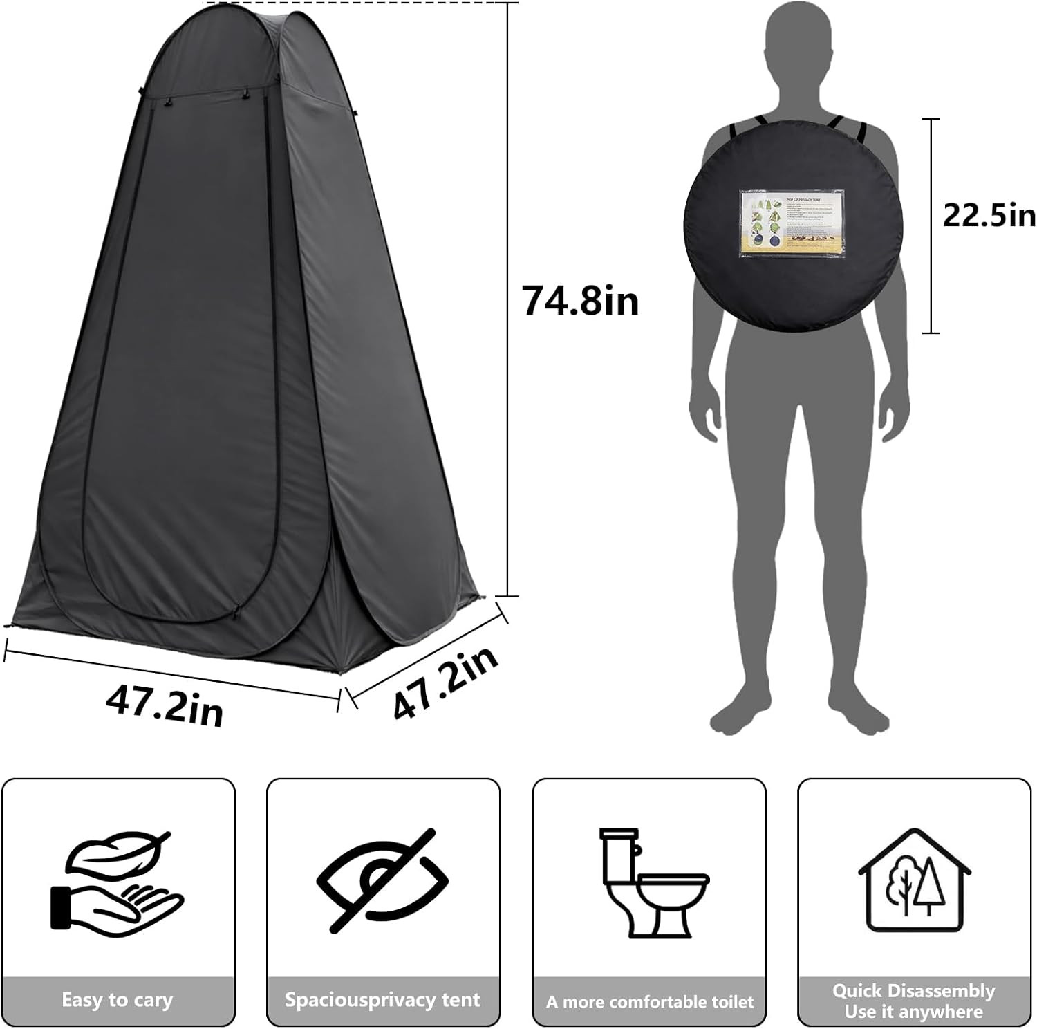 Portable Camping Toilet with Privacy Tent – Foldable Toilet Set for Adults and E