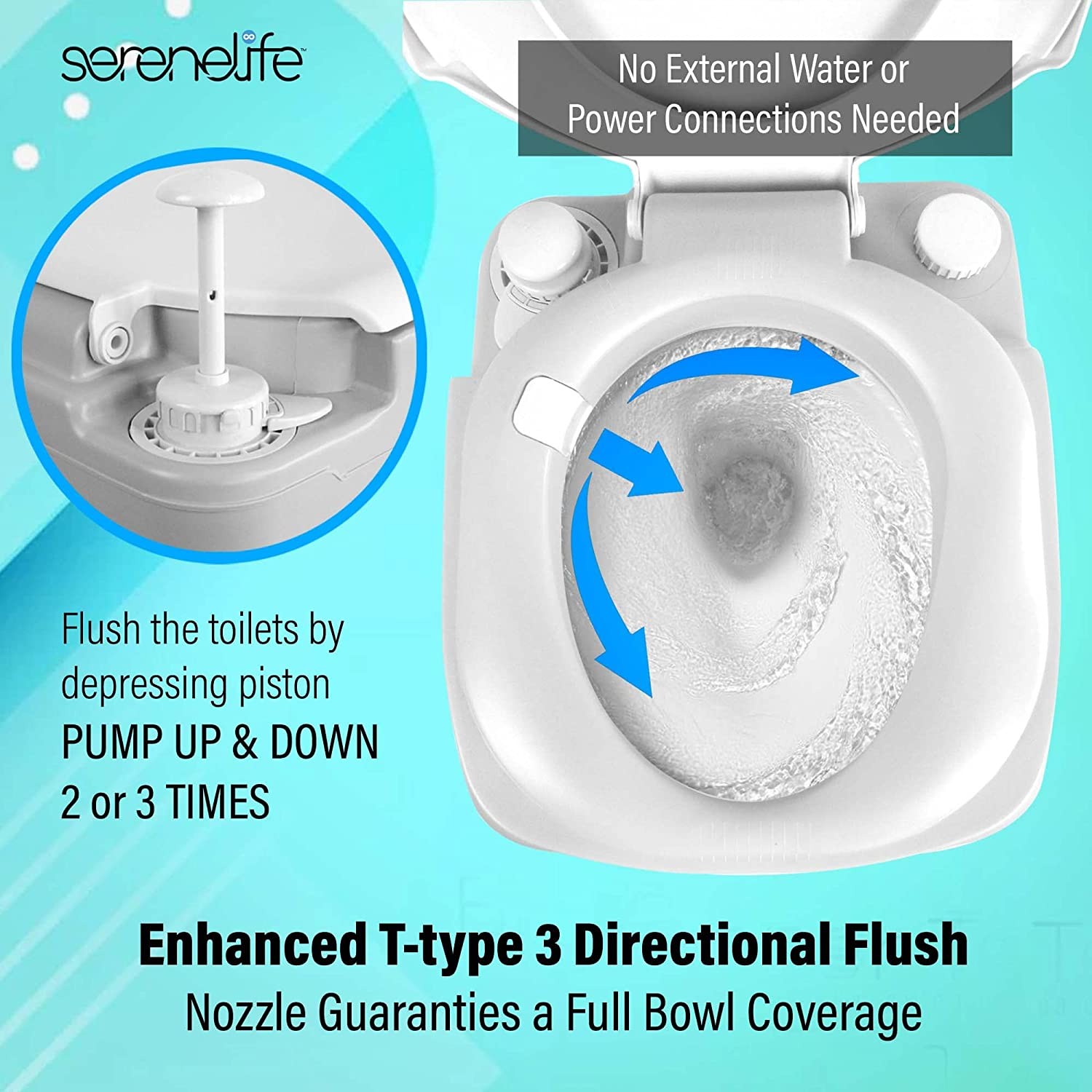 SereneLife SLCATL360 Portable Toilet 22L With Carry Bag+Spray