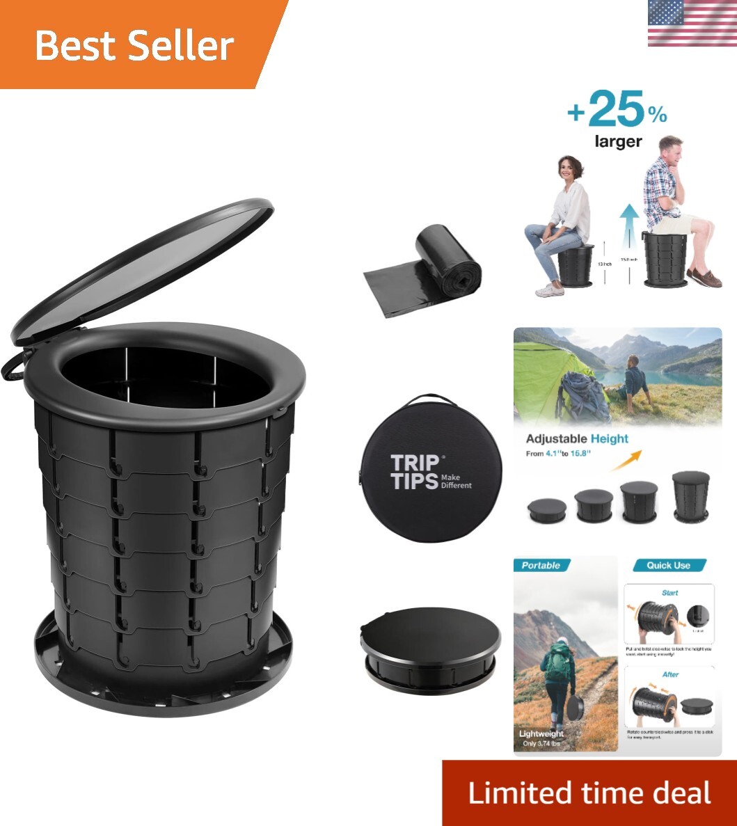 Height Adjustable Portable Camping Toilet – Foldable and Lightweight Convenience