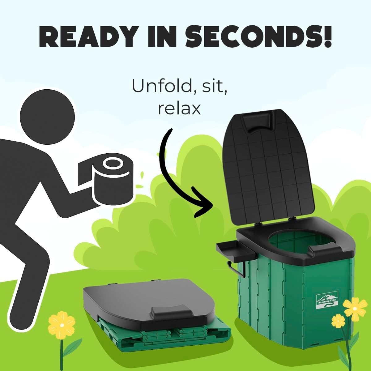 Portable Camping Toilet – Foldable Travel Potty for Comfort Anywhere (440 lbs)