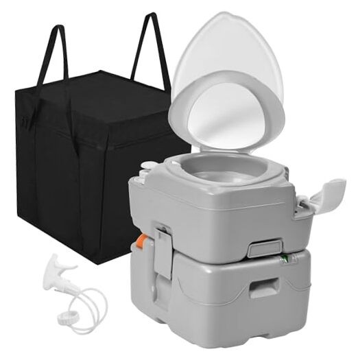 Portable Toilet Camping Porta Pottylon 5.8 Gal Extended Diagonal+Bag+Sprayer