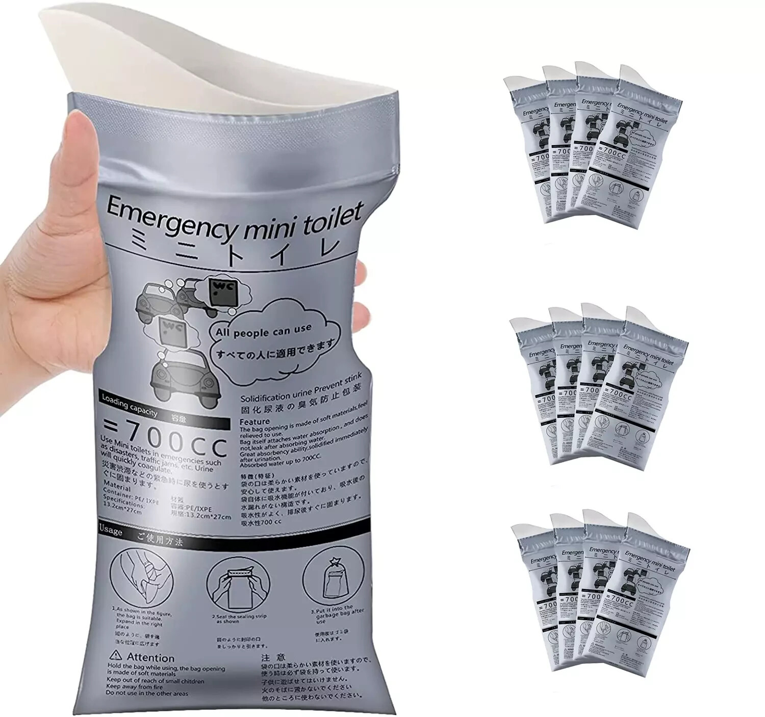 Pack of 16 Disposable Urinal Bags Camping Pee Unisex Travel Urine Vomit Bag