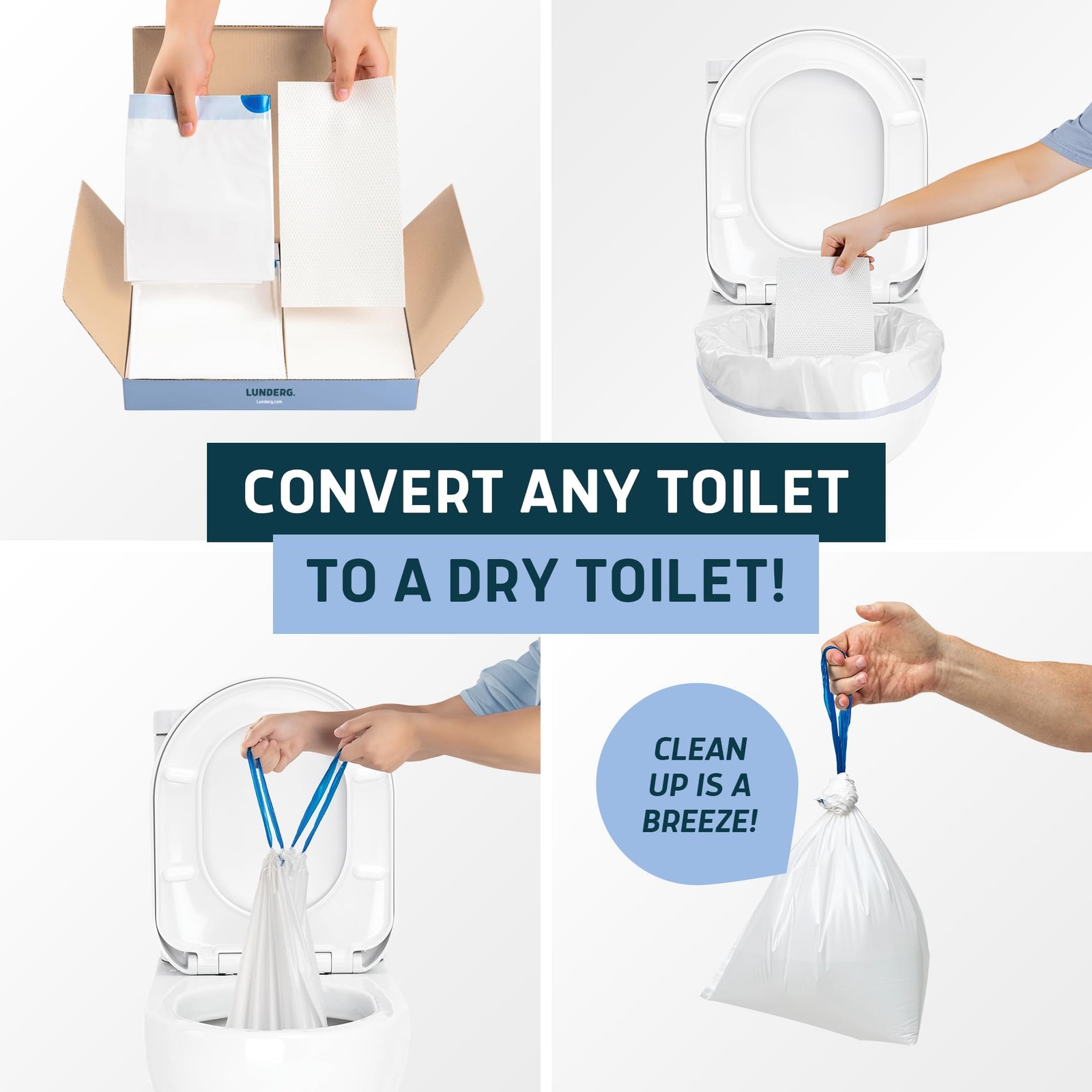 Toilet Liners with Super Absorbent Pads – Value Pack 20 Count Universal Fit – Di