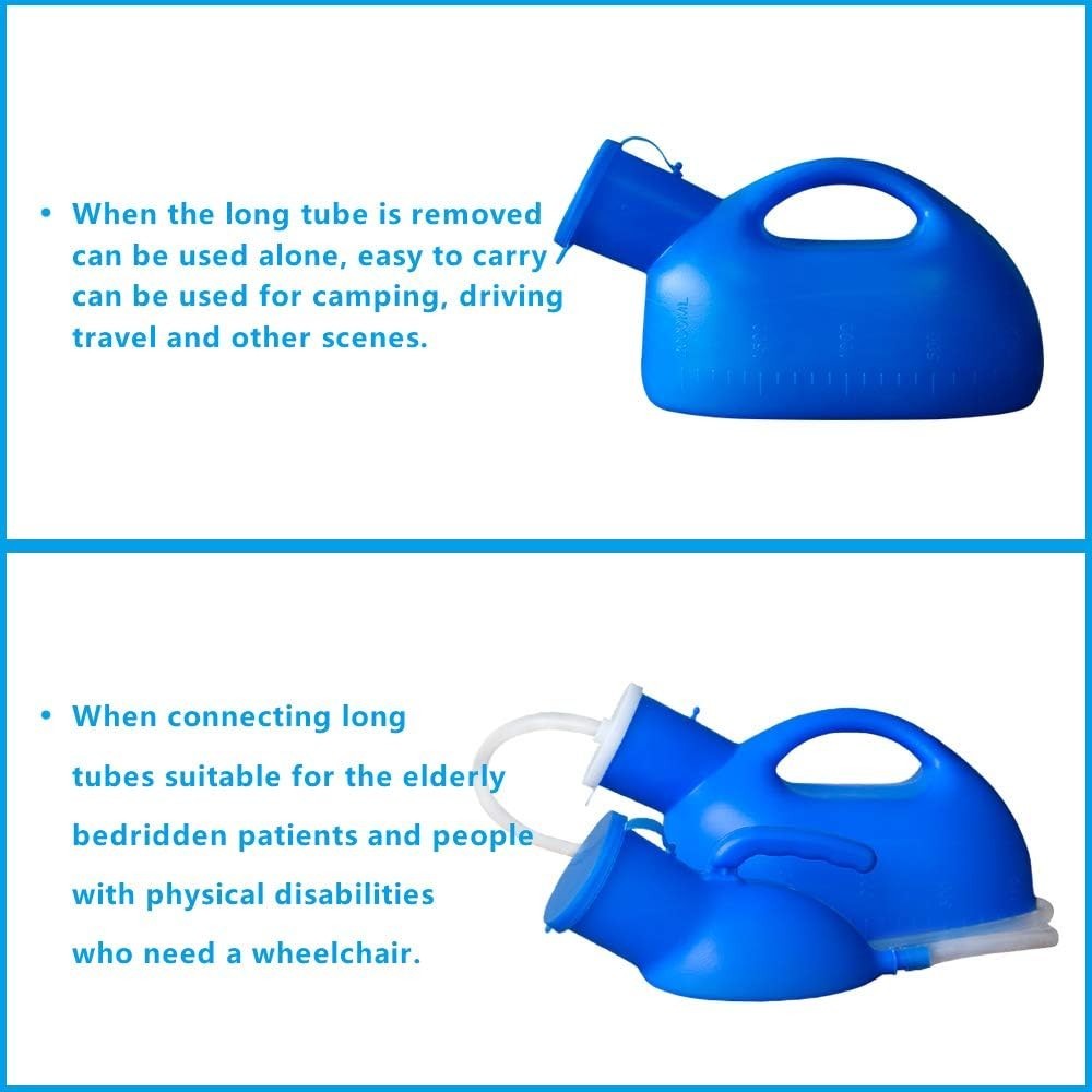 2000ml Portable Urinal for Men Set with Lid Tubing Funnel Brush Leak Proof Car