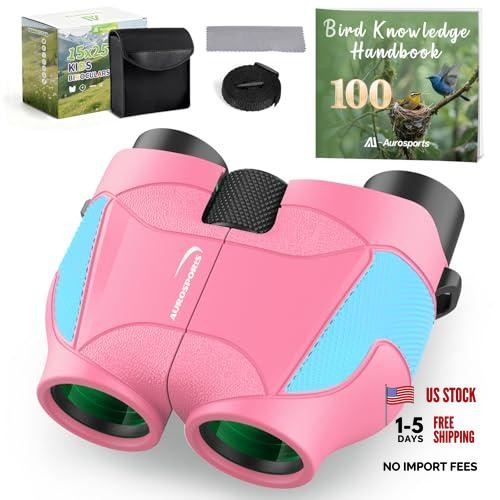 15×25 Compact Binoculars for Kids – Small Binoculars Lightweight with Pink